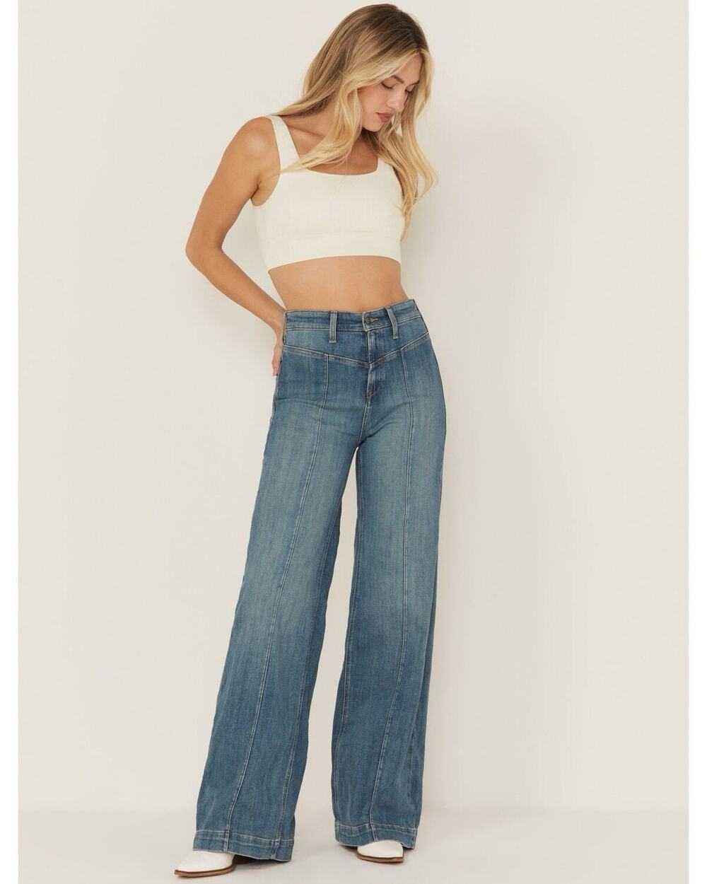 Ariat Ultra High Rise Wide Leg Jeans Womens 27L Light Wash Stretch Denim